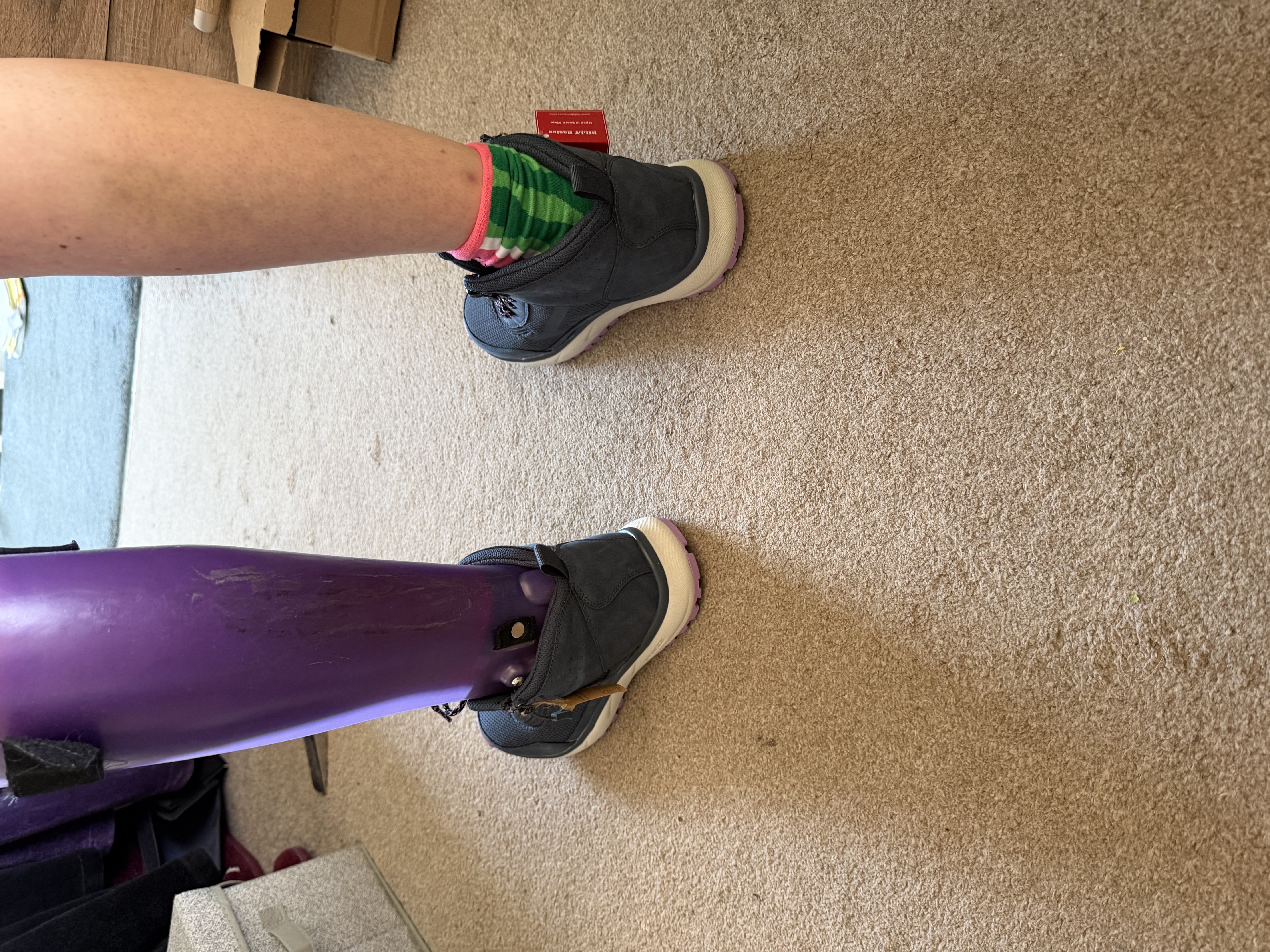 Kaye wears shoes from Billy Boots